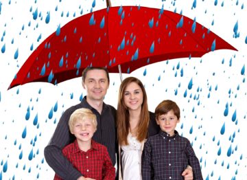 Family Inside the Umbrella